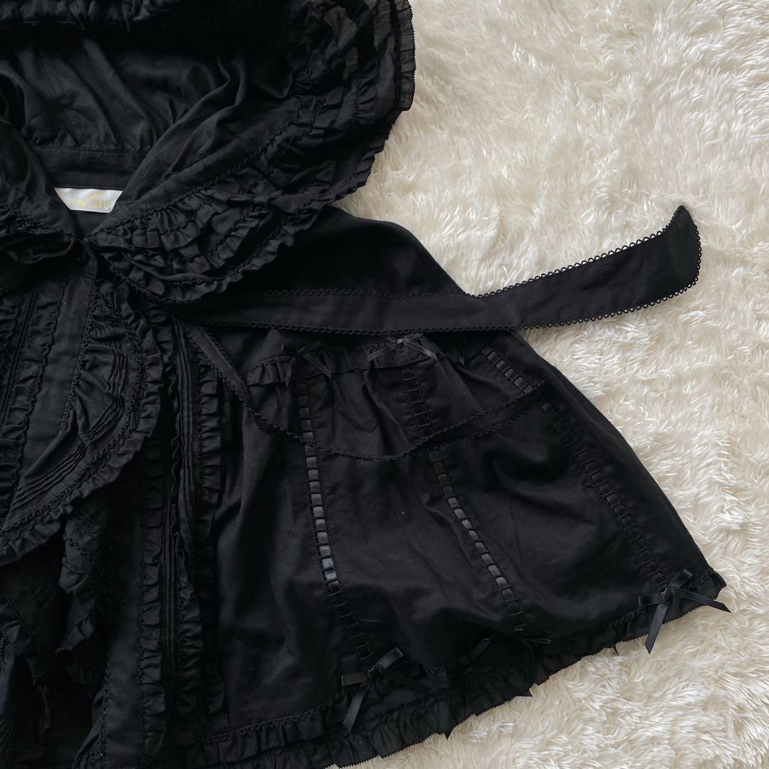 美品✨完売品　PINKHOUSE フリル使い　ローンケープ　ピコ　リボン　黒