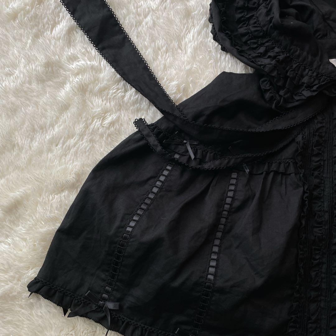 美品✨完売品　PINKHOUSE フリル使い　ローンケープ　ピコ　リボン　黒