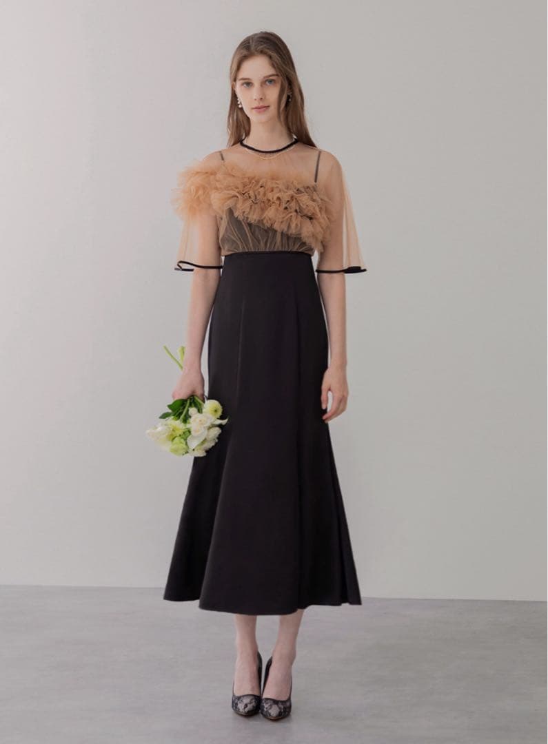 Leja ボリュームチュールパイピングフレアドレスワンピース　S