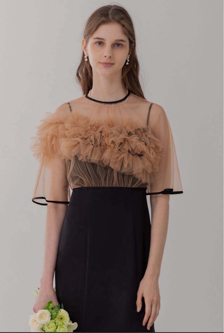 Leja ボリュームチュールパイピングフレアドレスワンピース　S