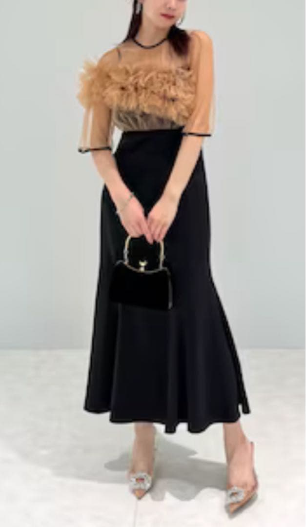 Leja ボリュームチュールパイピングフレアドレスワンピース　S