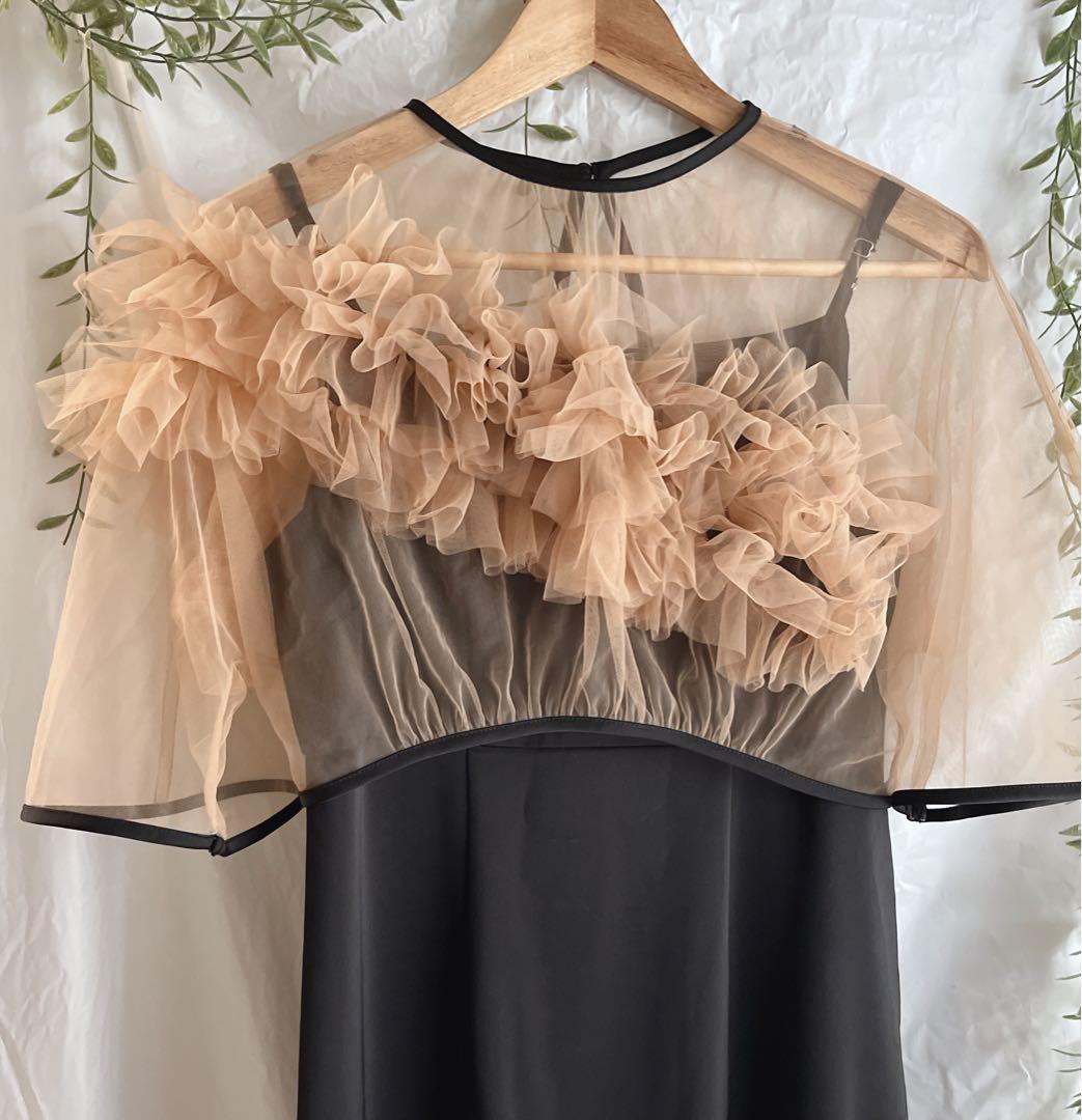 Leja ボリュームチュールパイピングフレアドレスワンピース　S