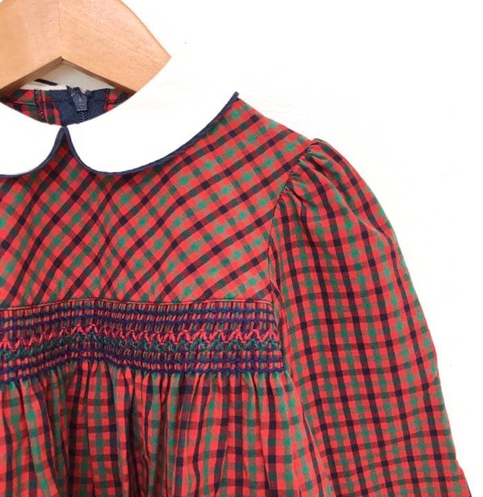 美品★ファミリア★人気　定番　チェックワンピース　100