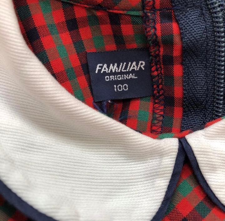 美品★ファミリア★人気　定番　チェックワンピース　100