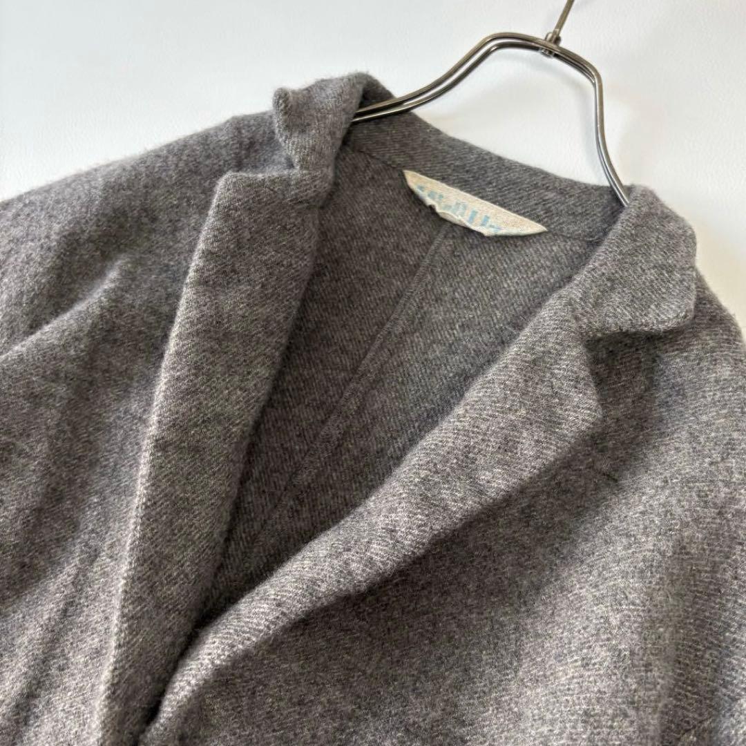 【美品】ミディウミ カーディガン ジャケット ウールリネン グレー 銀ボタン