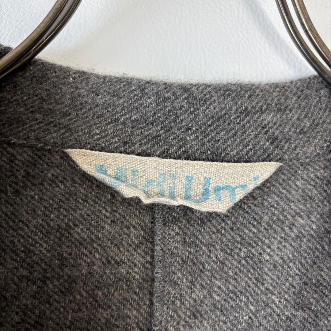 【美品】ミディウミ カーディガン ジャケット ウールリネン グレー 銀ボタン