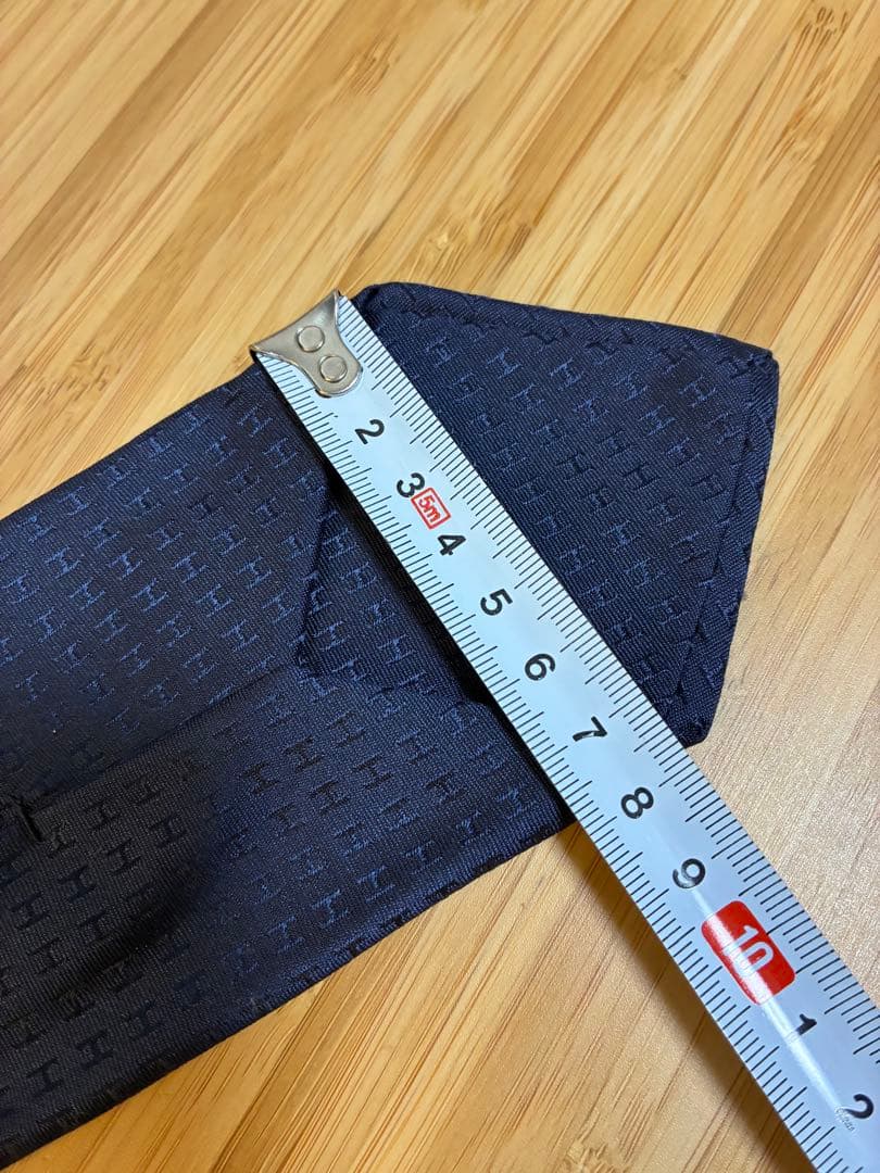 HERMES ネイビー シルクネクタイ