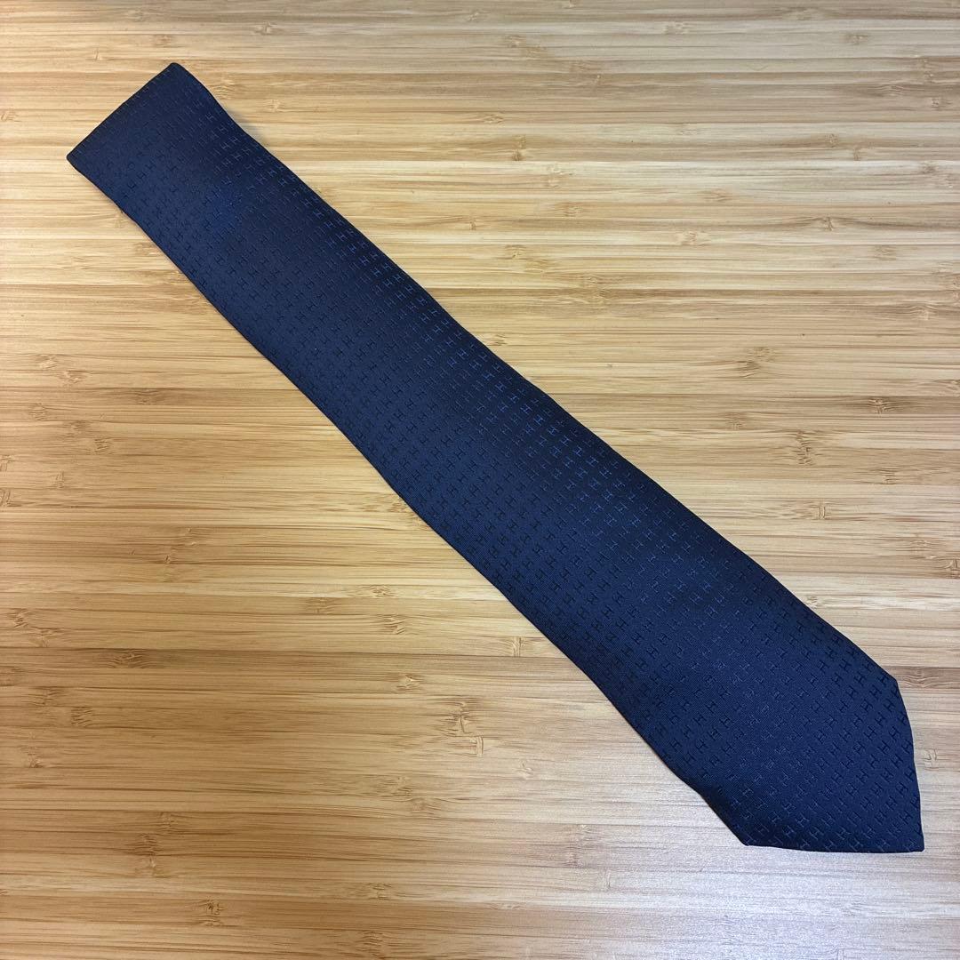 HERMES ネイビー シルクネクタイ