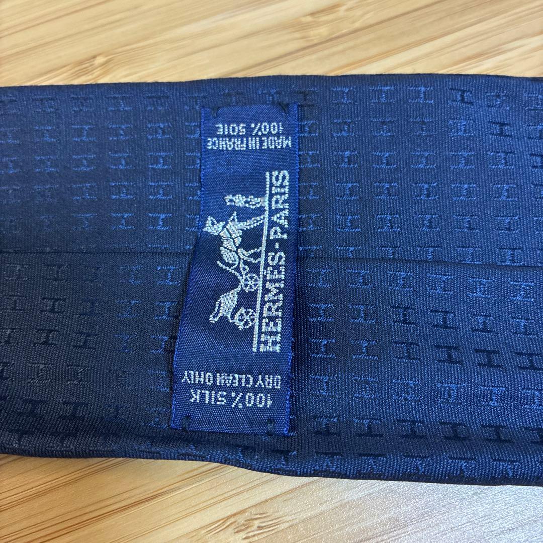 HERMES ネイビー シルクネクタイ