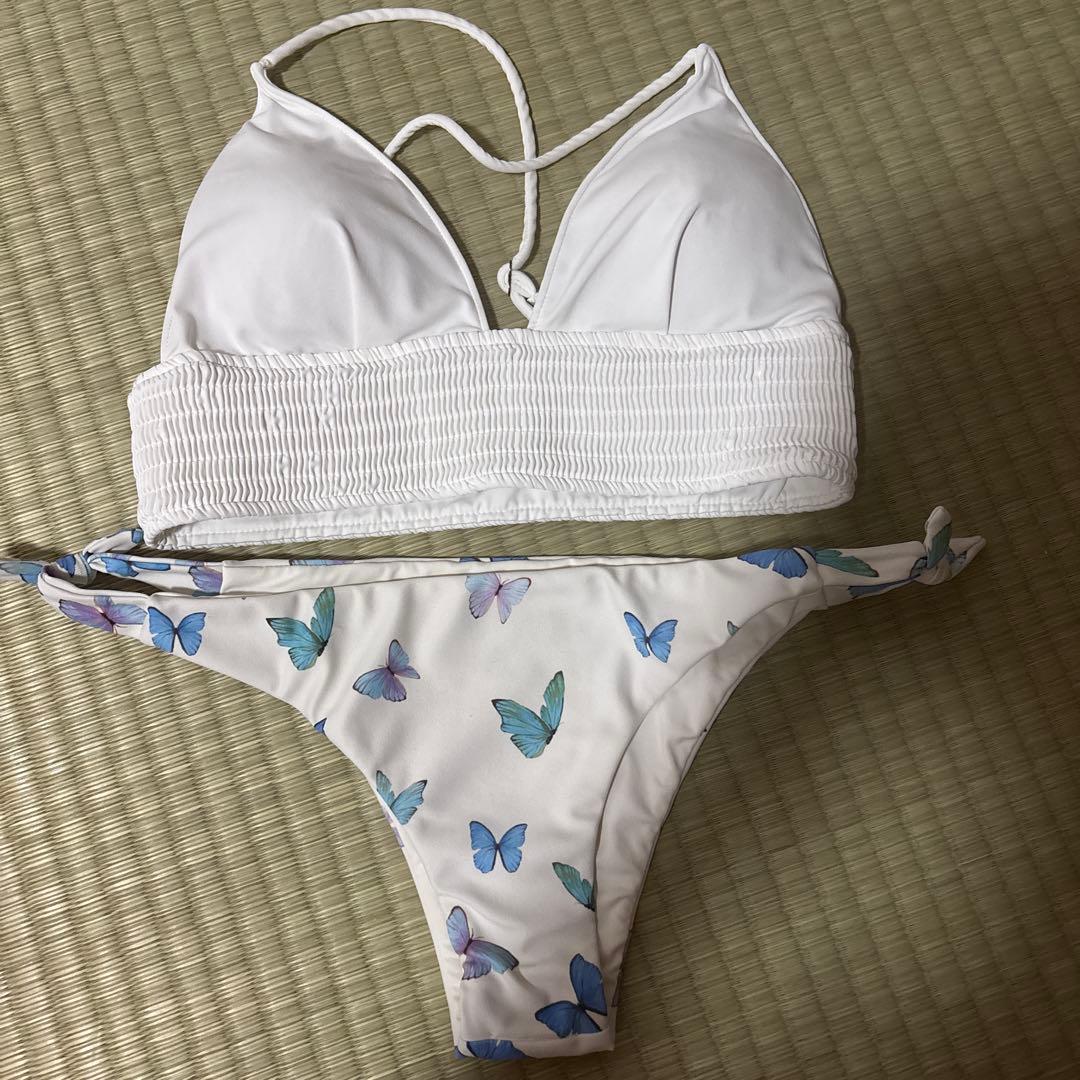 ALEXIASTAM セパレートビキニ バタフライ柄 ホワイト