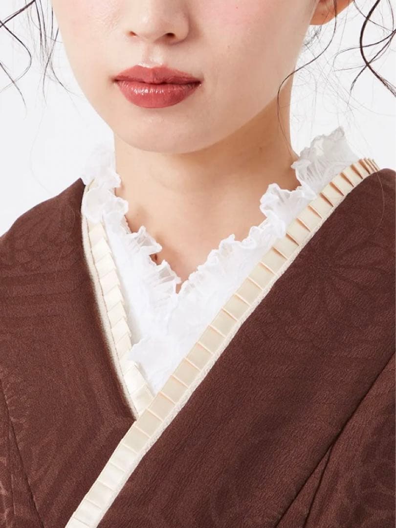 ふりふ　furifu フリルレース半衿　ホワイト