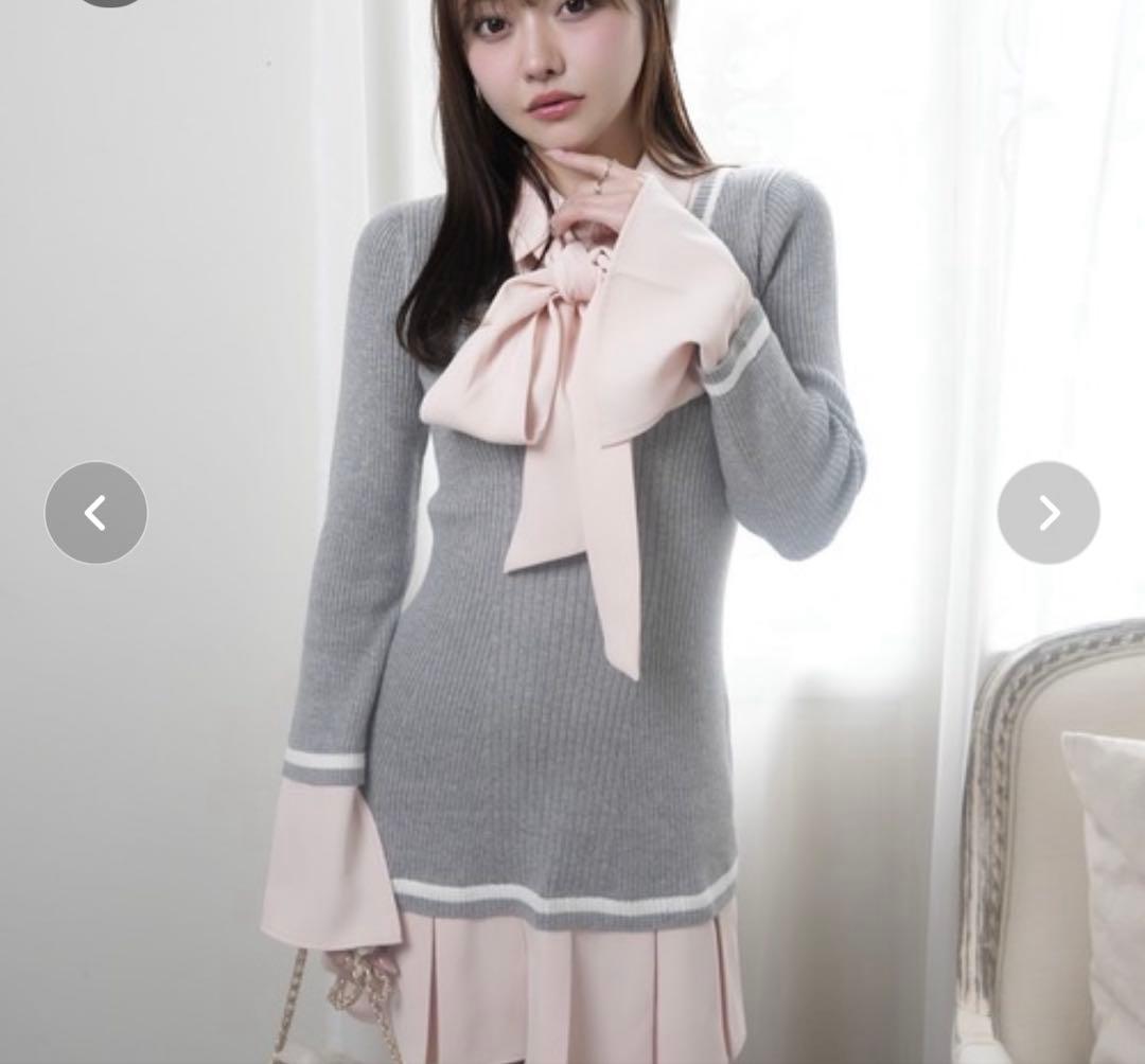 LIP SERVICE シャドッキングプリーツワンピース ピンク FREE