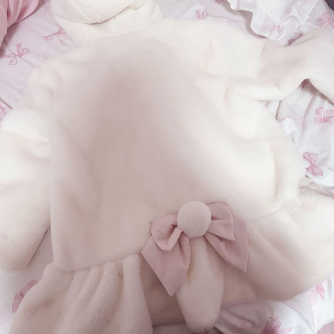 Secret Honey うさ耳ファーコート ホワイト ピンク