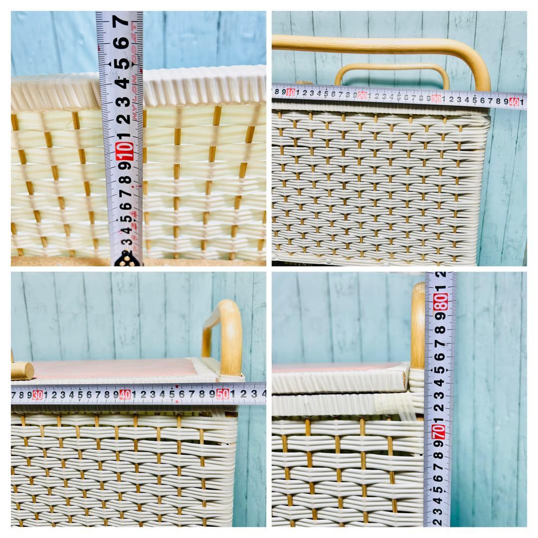 ミッフィー　ピンク　籐ラタン　大型 蓋付 バスケット3段　昭和レトロ　レア　希少