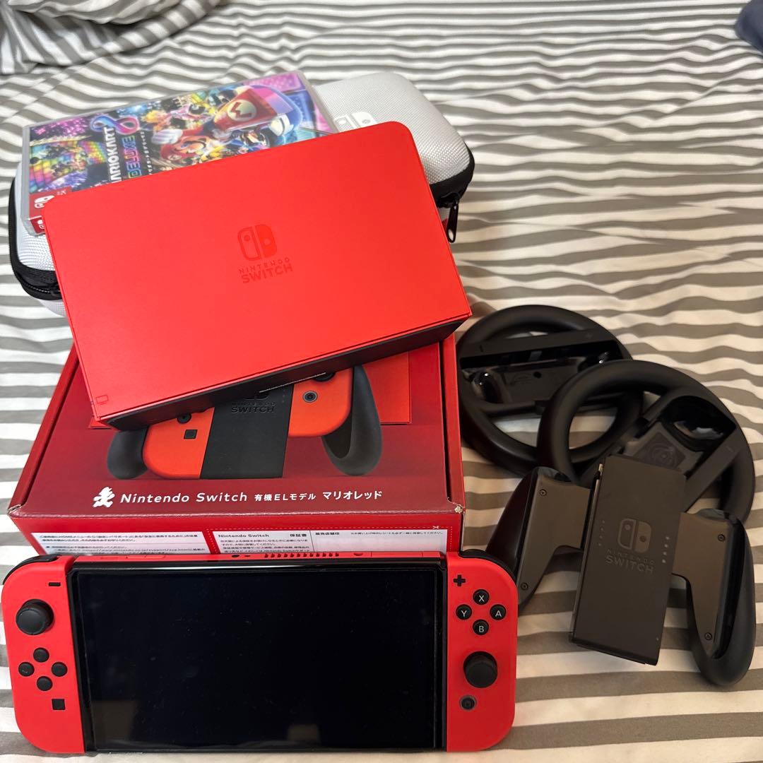 Nintendo Switch有機EL 赤 本体 マリオカート＋ハンドル付き