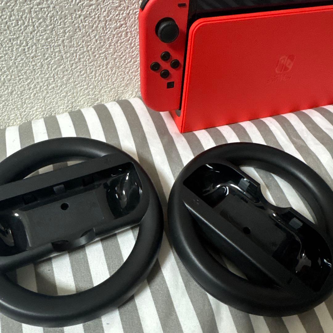 Nintendo Switch有機EL 赤 本体 マリオカート＋ハンドル付き
