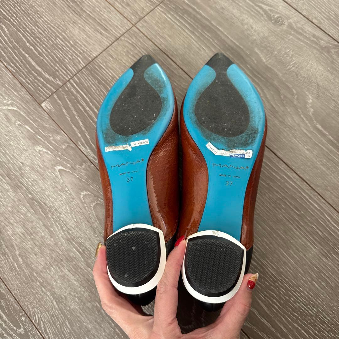 美品　MANA 37 ふかふかバブーシュ　23.5 ブラウン　ブラック