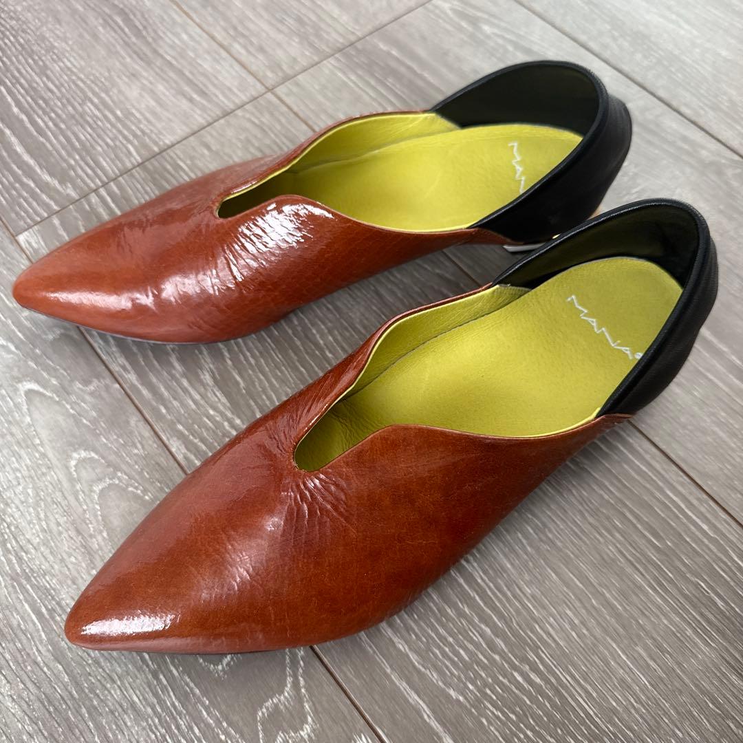 美品　MANA 37 ふかふかバブーシュ　23.5 ブラウン　ブラック