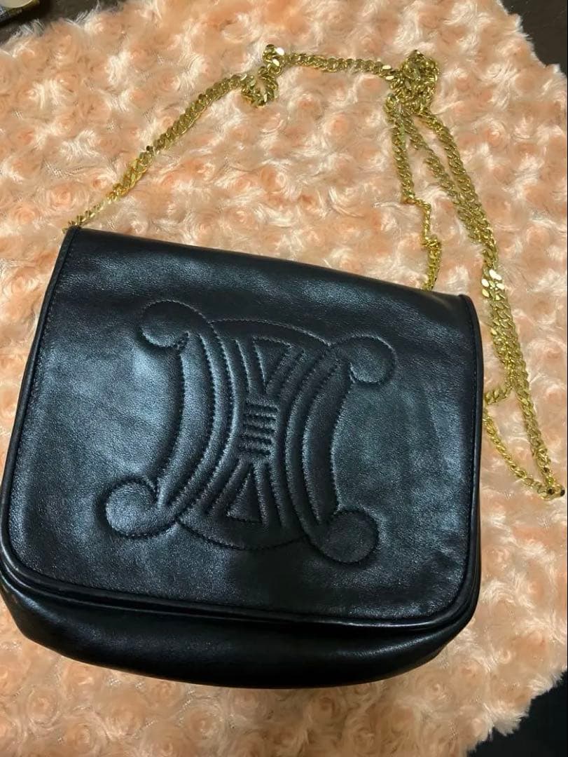 ブ*K様 セリーヌCELINE トリオンフチェーンショルダーバッグ。ヴィンテージ