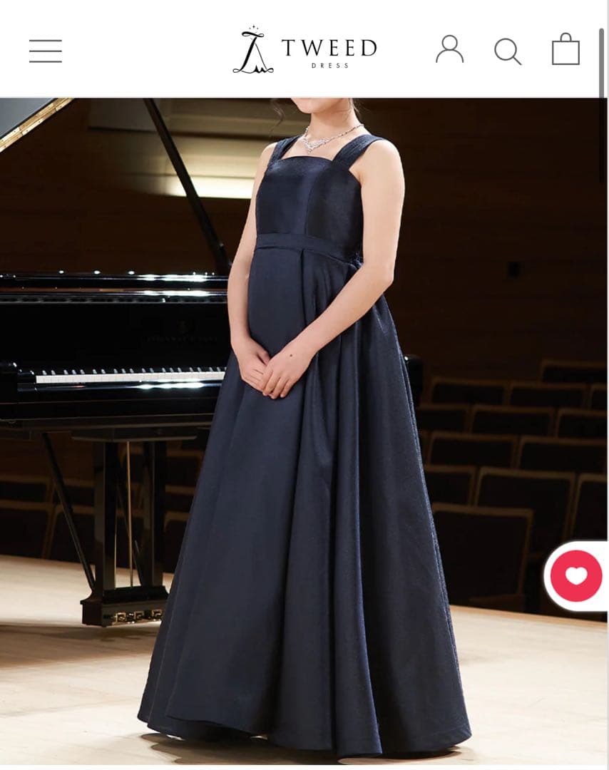 TWEED DREES ダークネイビー ロングドレスAライン 140cm 演奏会