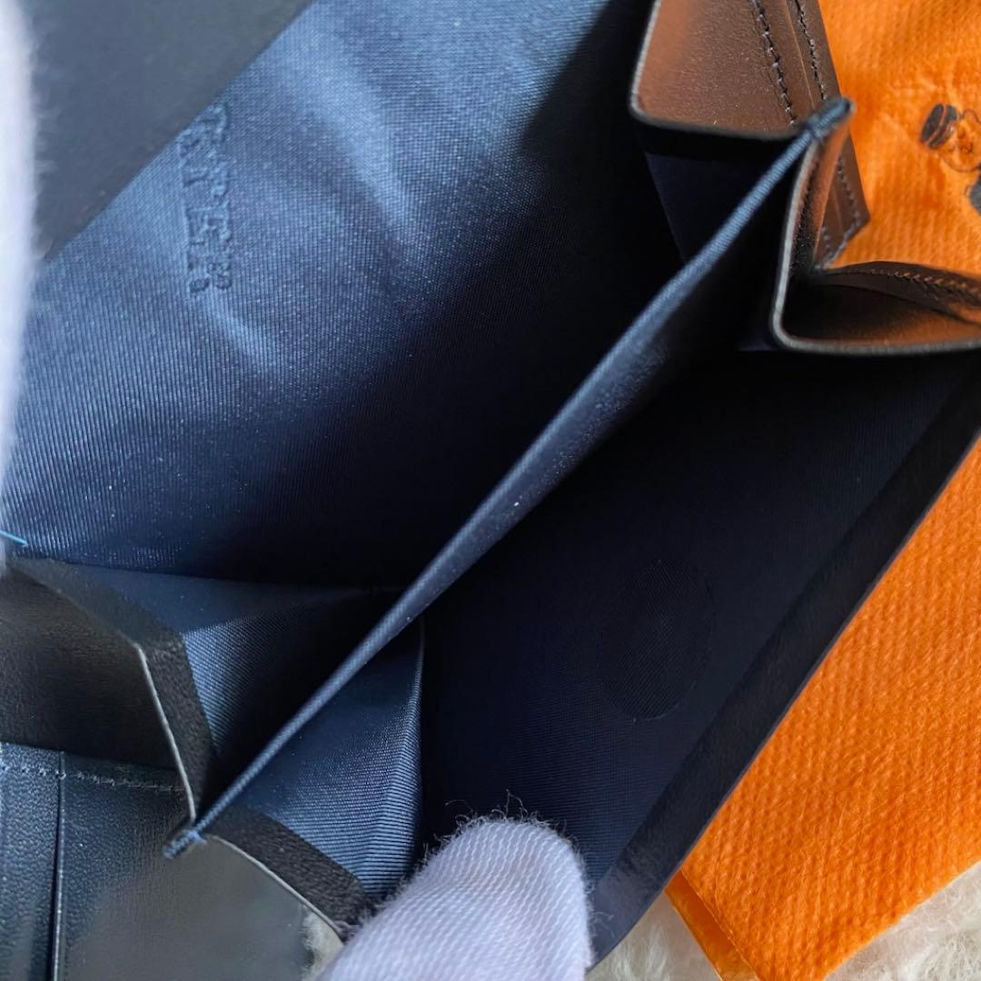 【美品】　ポーター　PLUME 二つ折り財布　本革　ネイビー　メンズ　レザー