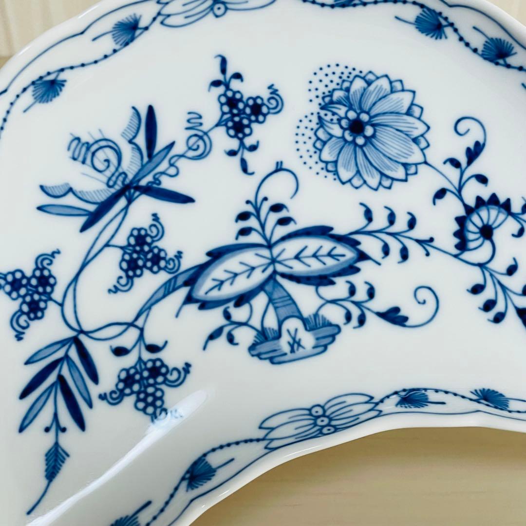 Meissen マイセン ブルーオニオン 三日月型 クレッセントディッシュ 皿
