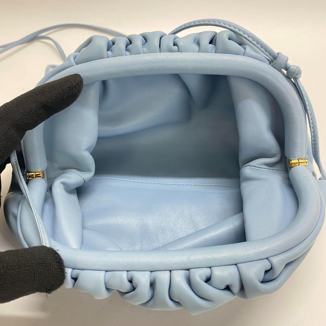 【美品】ボッテガヴェネタ ミニ ザ ポーチ ブルー 水色 ショルダーバッグ