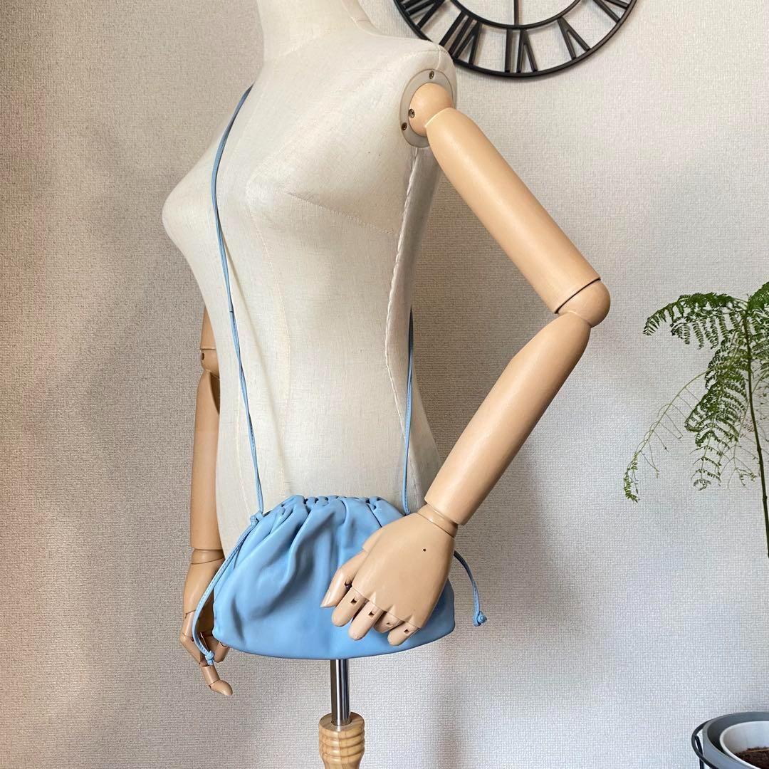 【美品】ボッテガヴェネタ ミニ ザ ポーチ ブルー 水色 ショルダーバッグ