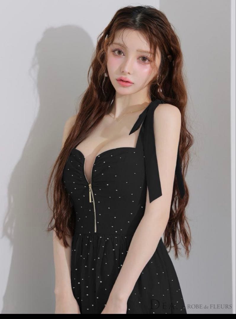 DEA.ショルダーリボンキャバドレス long[DE4200-W-2506]