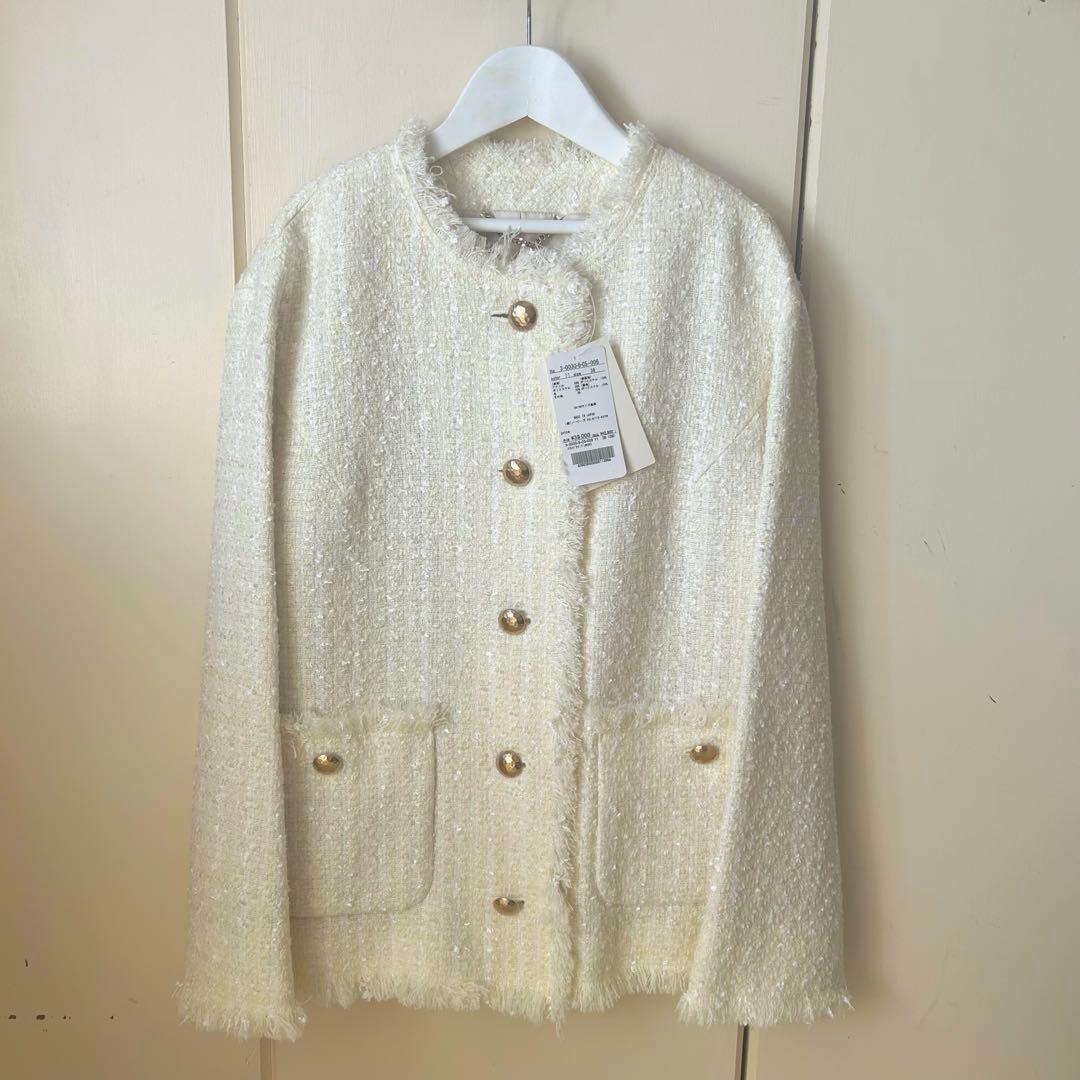 ★新品未使用タグ付き★ ノーリーズソフィ ツイードジャケット ノーカラー 38
