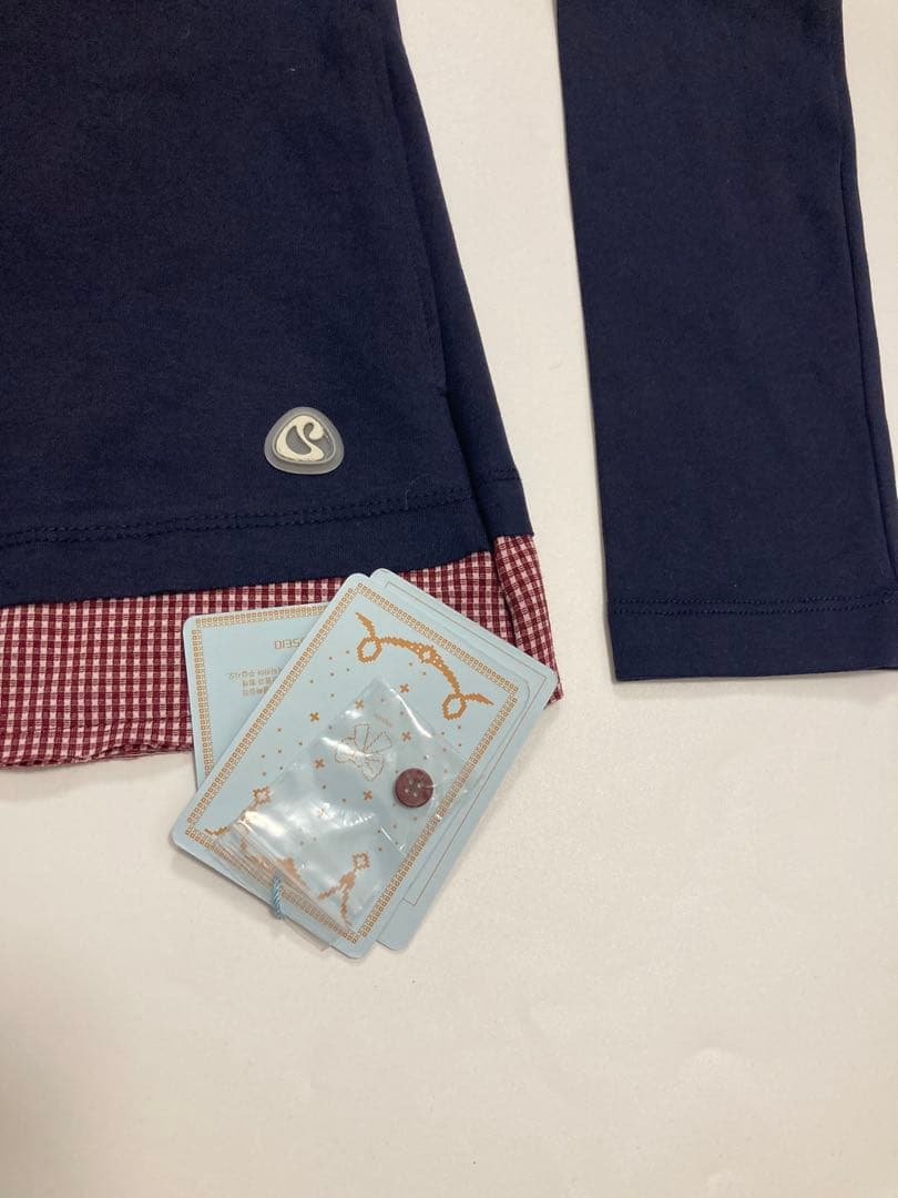 Coyseio ネイビー チェック長袖トップス