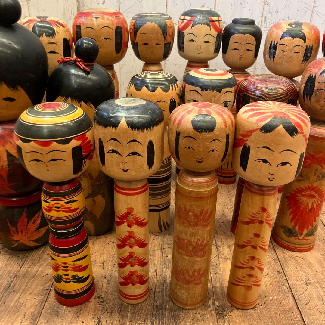昭和レトロ 伝統工芸 郷土玩具 木製 創作 こけし 小芥子 18体 まとめ売り