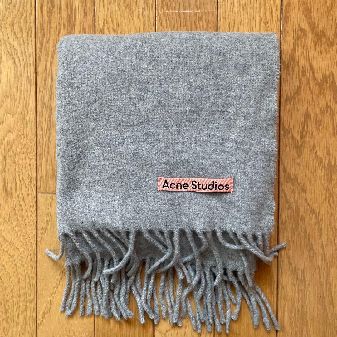 Acne Studios マフラー　グレー　フリンジ　ウール　200×45