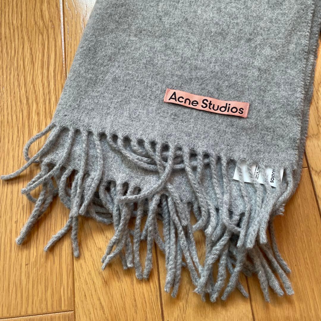 Acne Studios マフラー　グレー　フリンジ　ウール　200×45