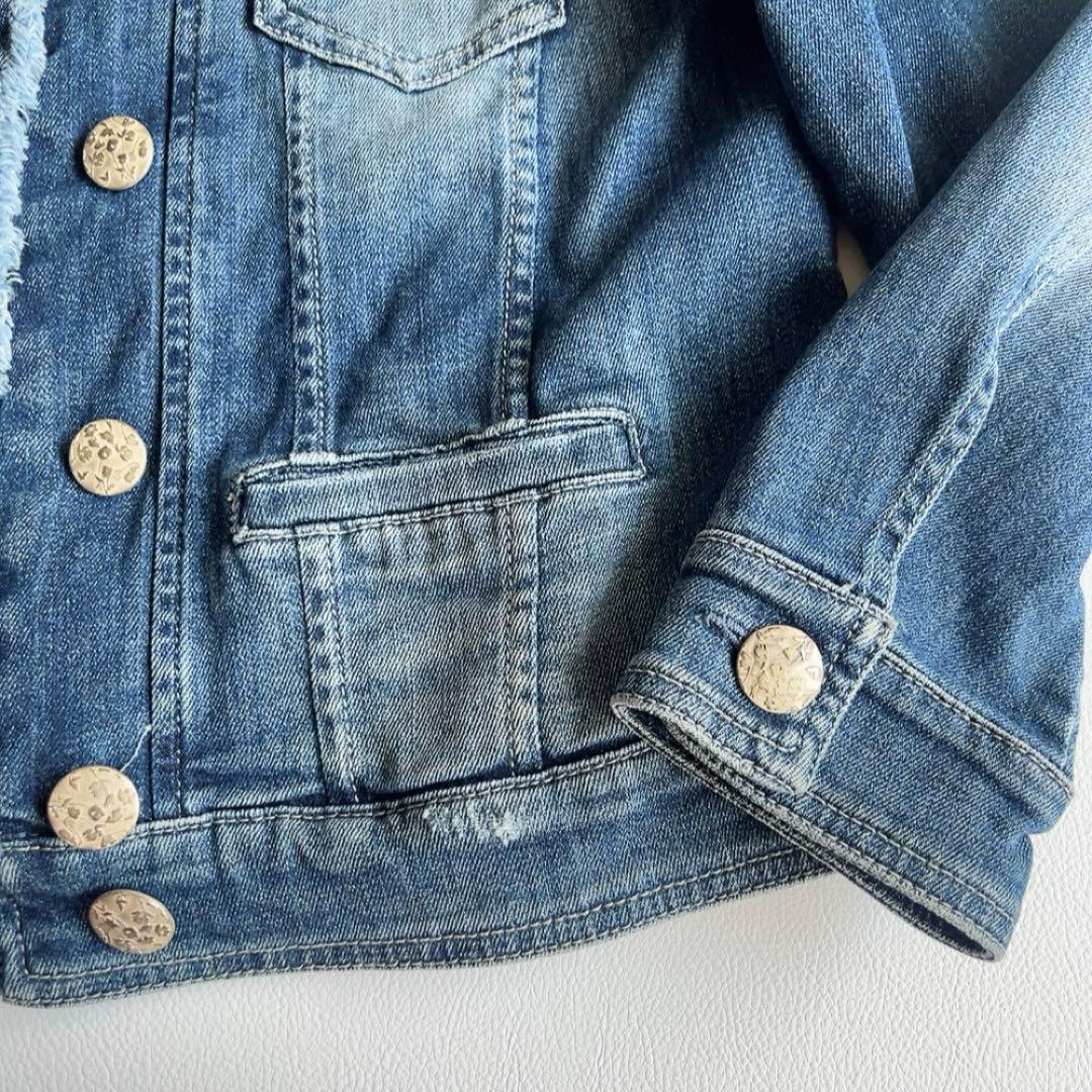 マックスマーラ　デニムジャケット　ブローチ付　ノーカラー　マレーラ　金ボタン