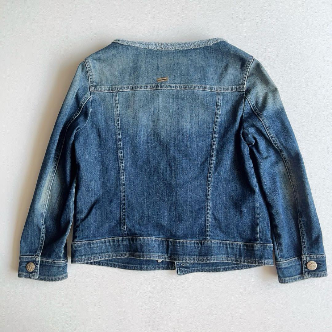 マックスマーラ　デニムジャケット　ブローチ付　ノーカラー　マレーラ　金ボタン