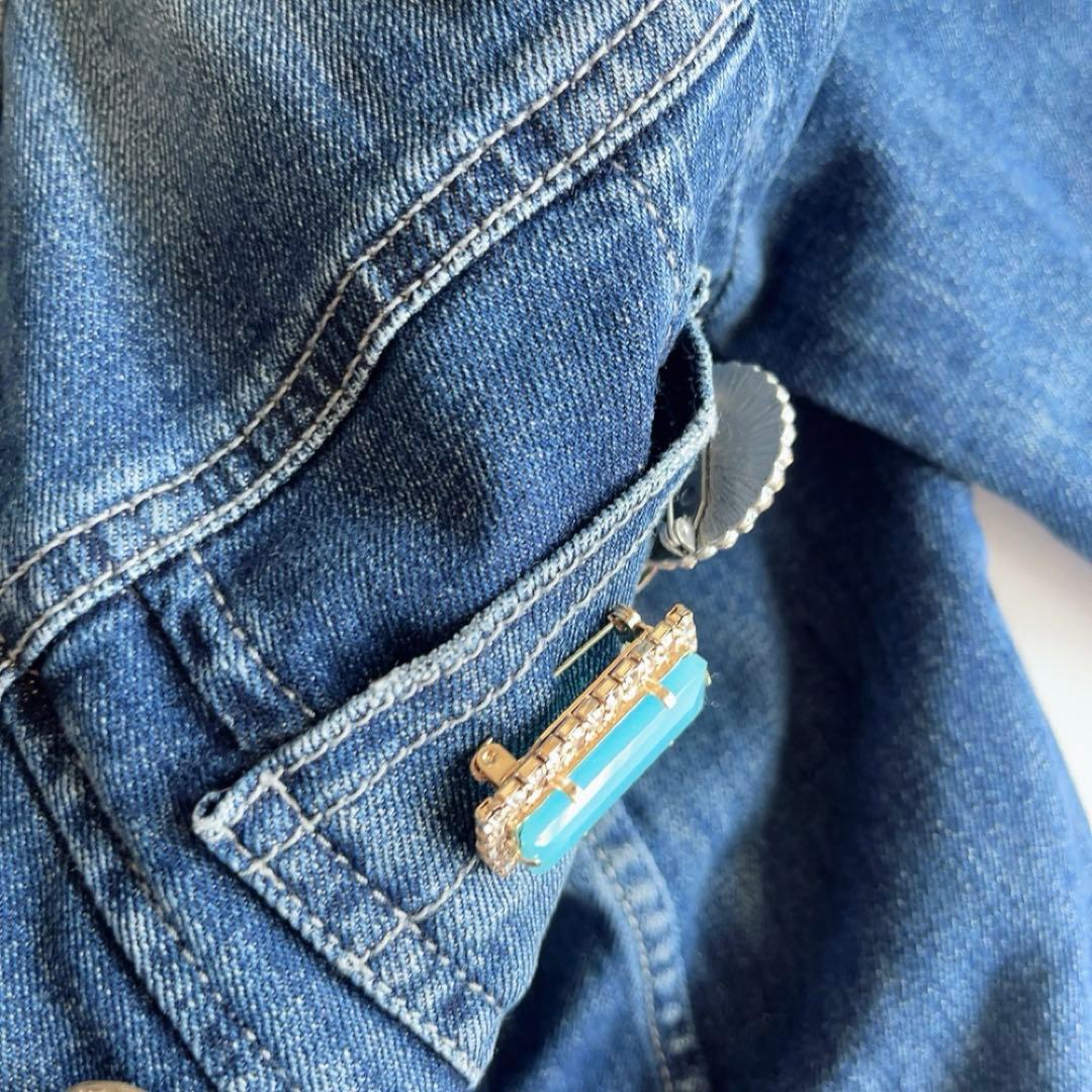 マックスマーラ　デニムジャケット　ブローチ付　ノーカラー　マレーラ　金ボタン