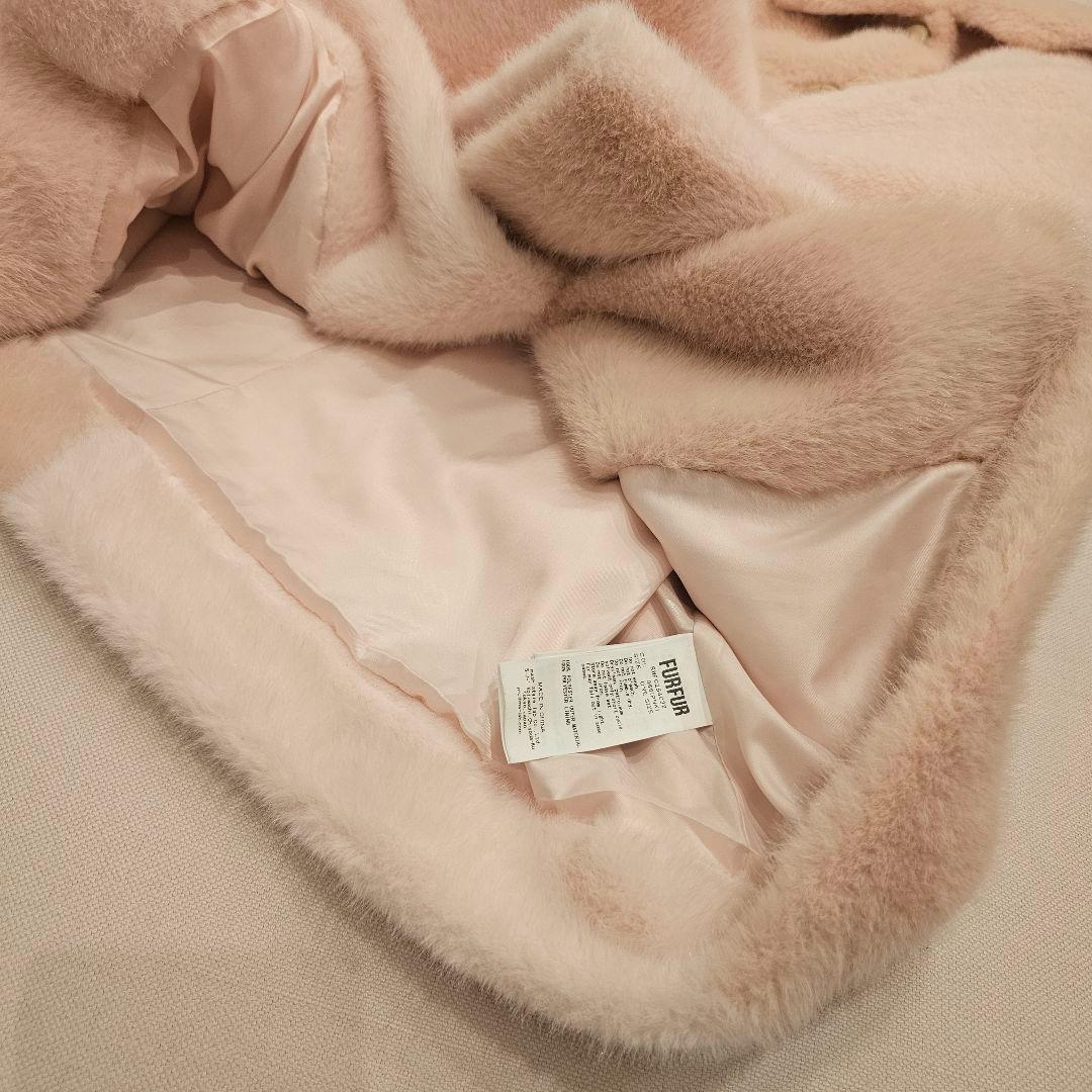 【2/21発送】FURFUR パッチワークエコファーミドルコート ピンク