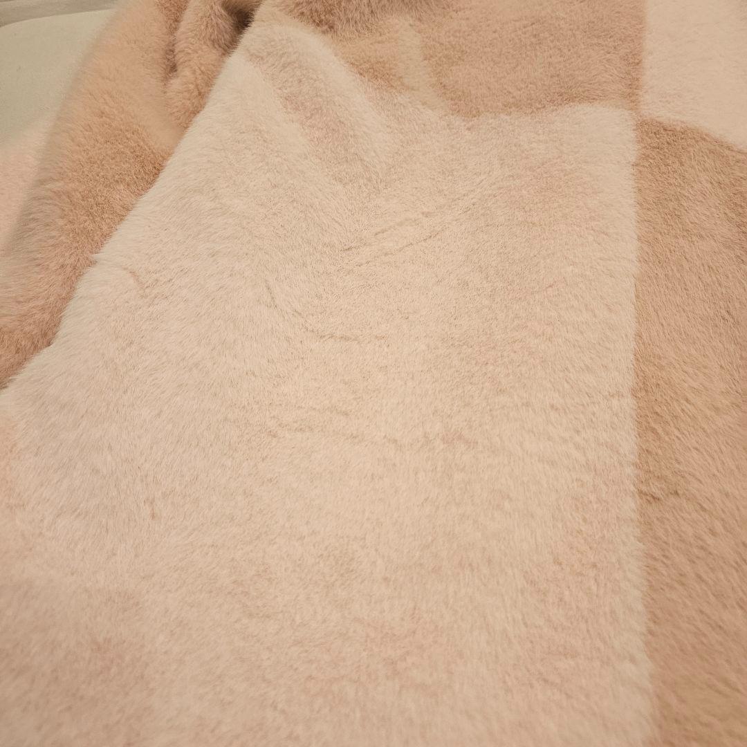 【2/21発送】FURFUR パッチワークエコファーミドルコート ピンク