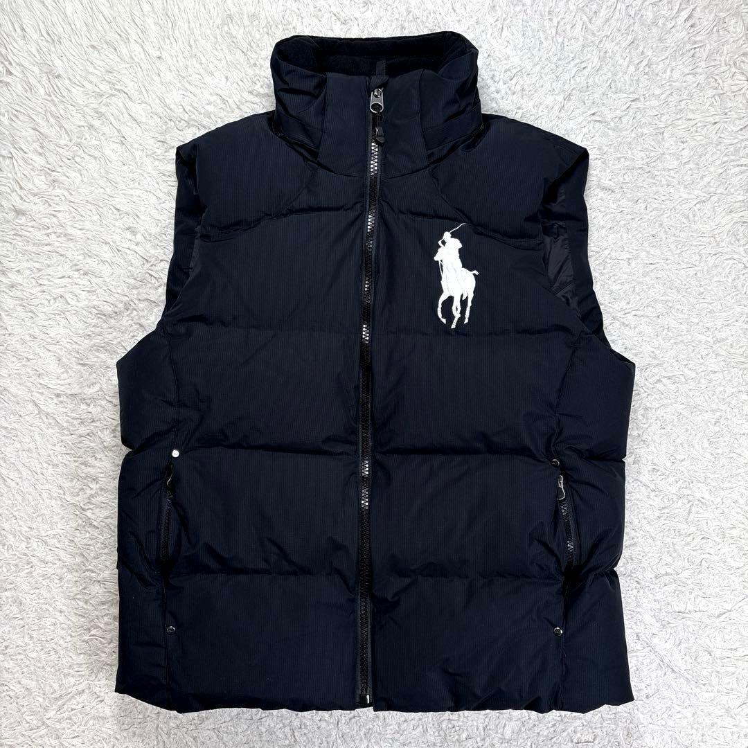 ✨美品・ビッグポニー✨ラルフローレン　ダウンベスト　刺繍　現行タグ　ブラック　M