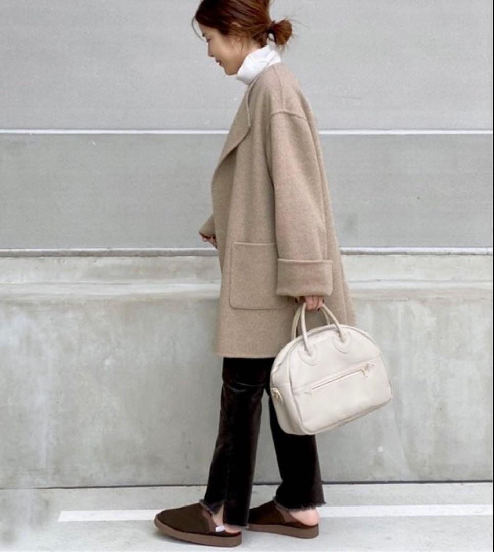 【美品】スピックアンドスパン ノーカラーリバーコート ミドル丈 オーバーコート