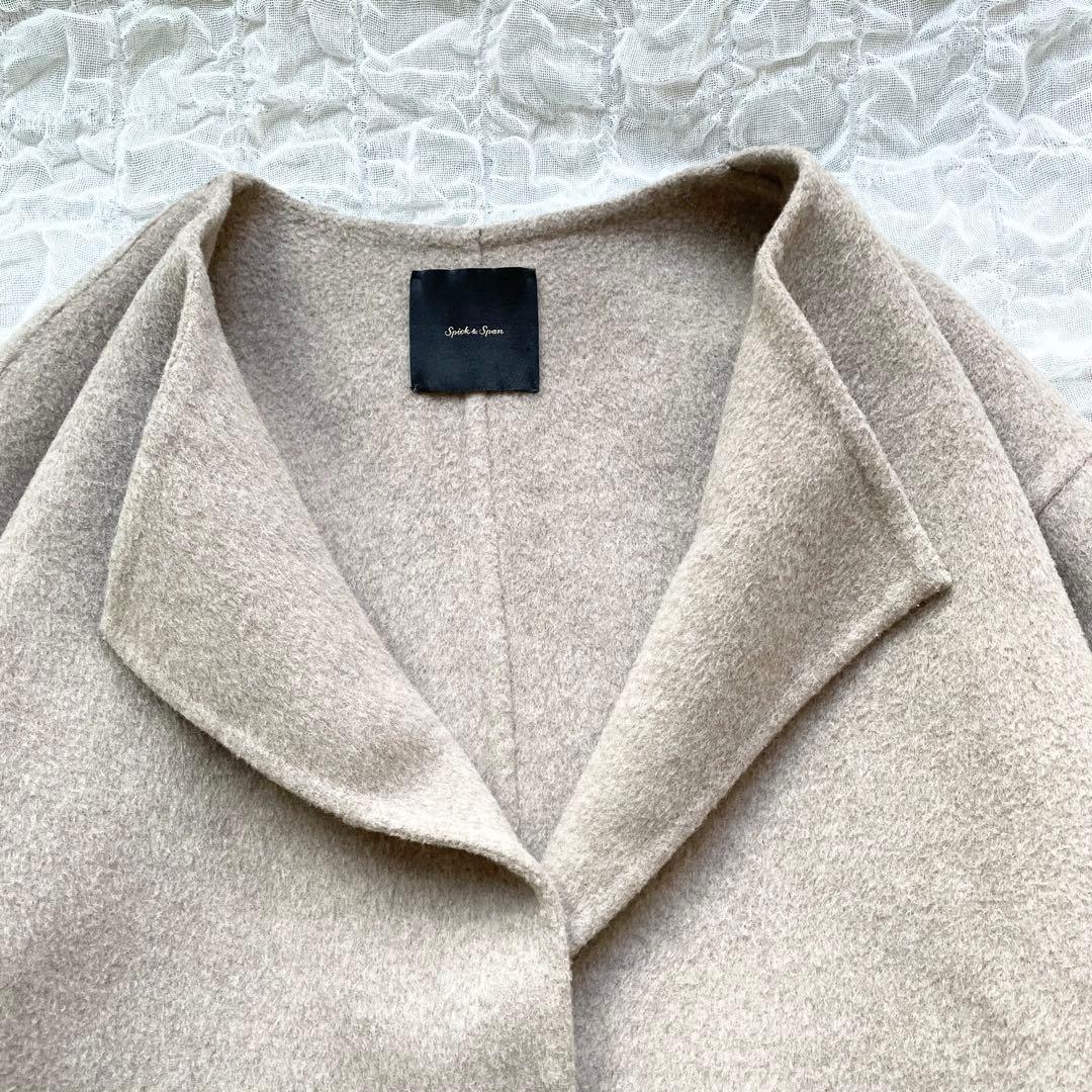 【美品】スピックアンドスパン ノーカラーリバーコート ミドル丈 オーバーコート