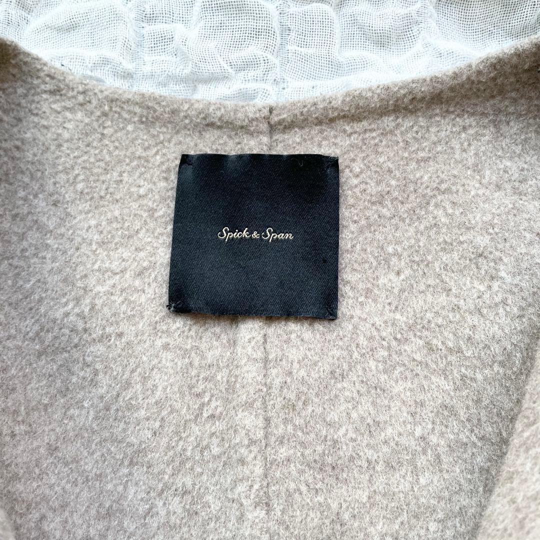 【美品】スピックアンドスパン ノーカラーリバーコート ミドル丈 オーバーコート