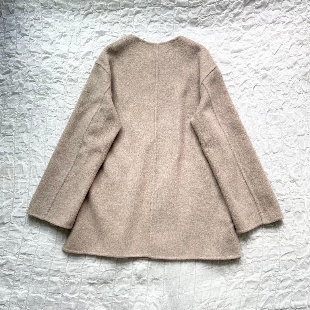 【美品】スピックアンドスパン ノーカラーリバーコート ミドル丈 オーバーコート