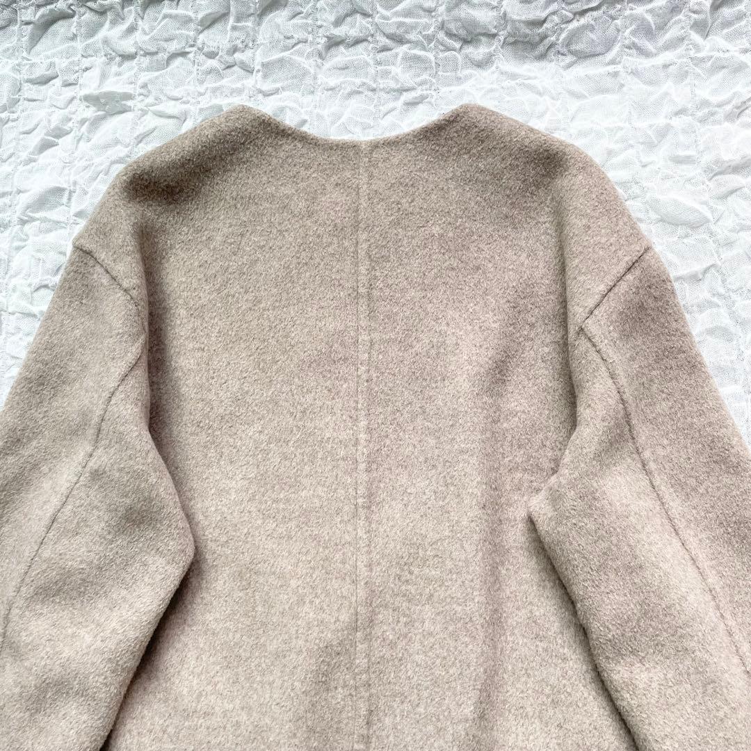 【美品】スピックアンドスパン ノーカラーリバーコート ミドル丈 オーバーコート