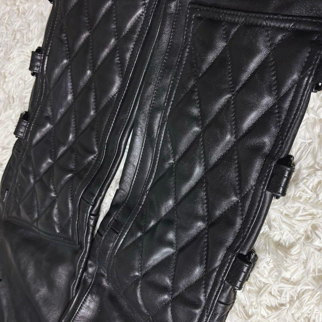 カドヤ　KADOYA 黒レザー チャップス キルティングデザイン バイク