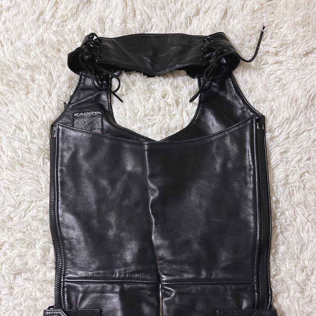 カドヤ　KADOYA 黒レザー チャップス キルティングデザイン バイク