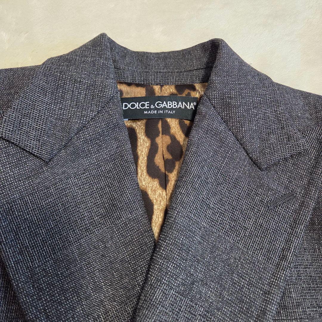 美品　テーラードジャケット　ダブル　ヒョウ柄　グレー　ドルガバ