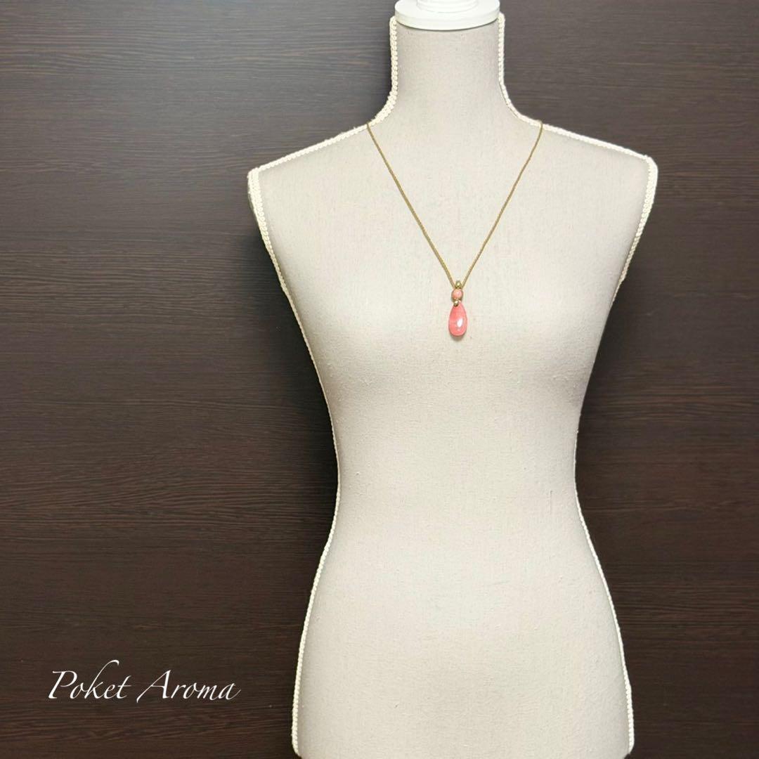 『紅天女』インカローズのマクラメペンダントネックレス