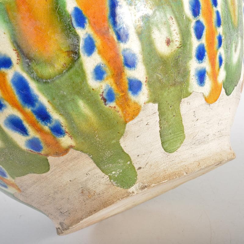 中国　唐三彩　貼花文　壷　C　R6653